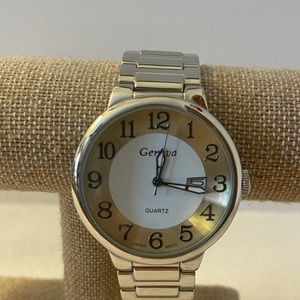 Geneva Silvertone Wristwatch. EUC.New Battery.Nice
